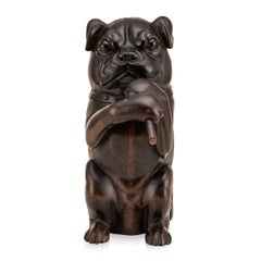 19th Century Victorian Lignum Vitae Smoking Bulldog Tobacco Jar, c.1890
