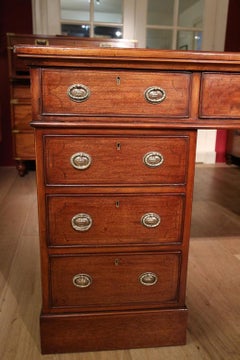 19th Century Victorian Mahogany 18 Drawer Partners Desk