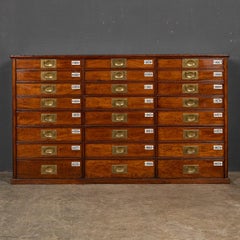 24 cajones bancarios victorianos de caoba del siglo XIX, c.1890