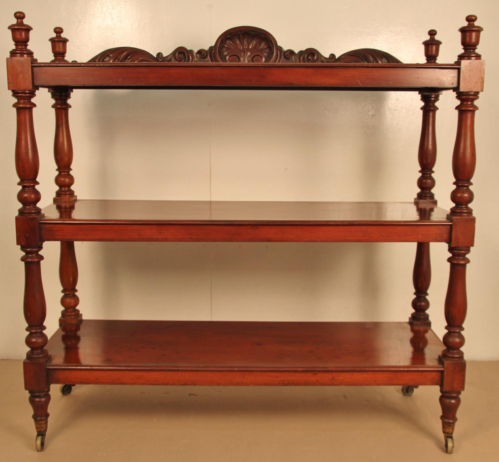 English 19th Century Victorian Mahogany 3-Tier Buffet, or Dumb Waiter For Sale