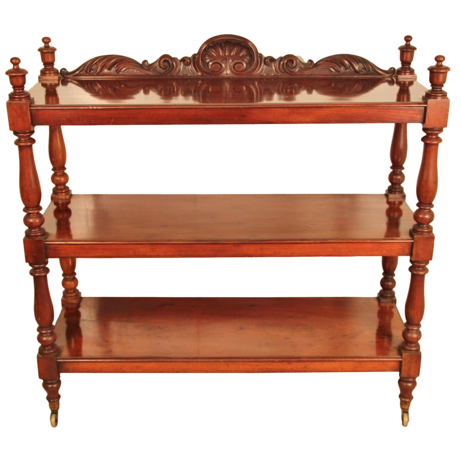 19th Century Victorian Mahogany 3-Tier Buffet, or Dumb Waiter For Sale