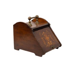 Carbonera Victoriana de Caoba y Madera Satinada del Siglo XIX