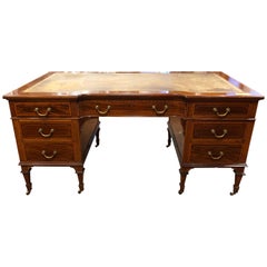 Antique 19th Century Victorian Mahogany Center Desk Table Maple & Co. 1890