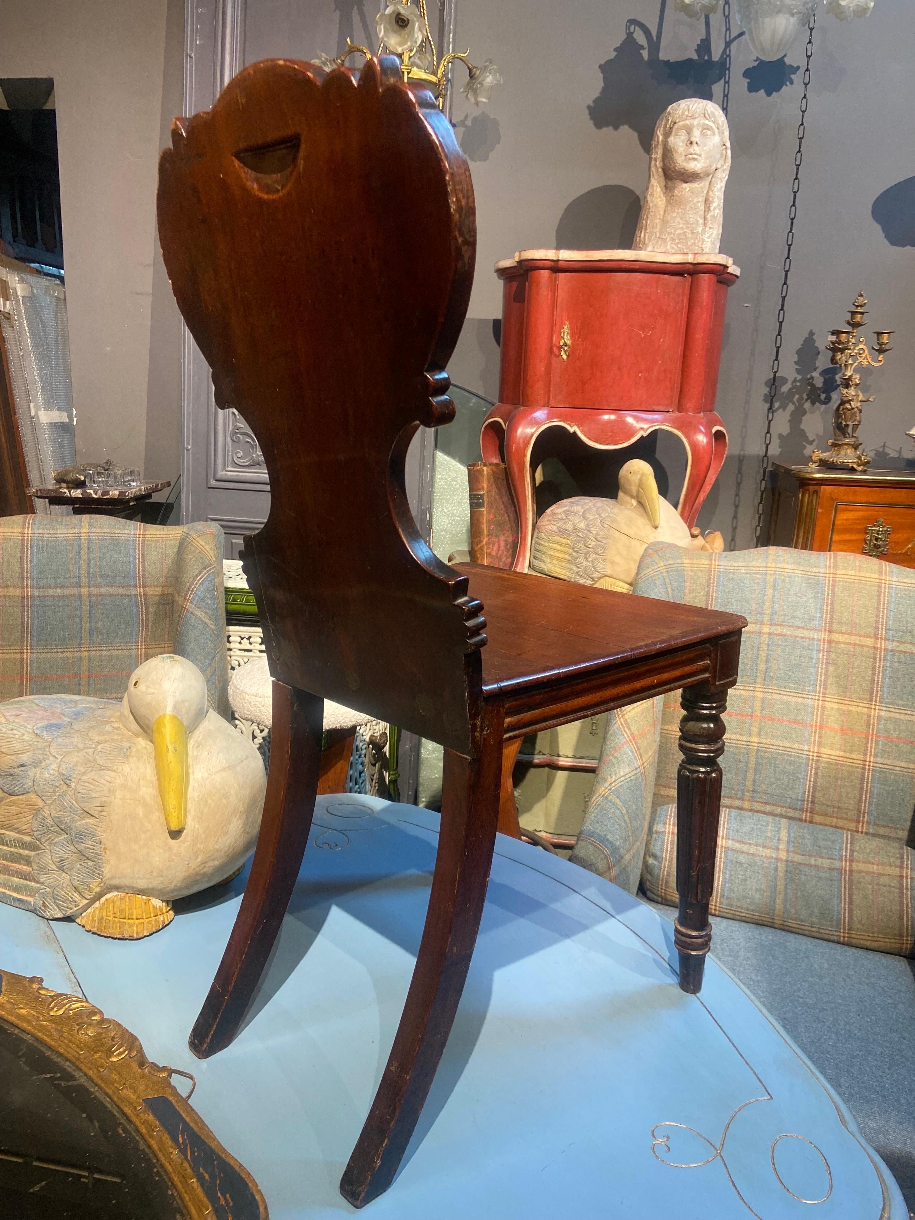 Hand-Carved 19th Century Victorian Mahogany Chair with Oval Hand Carved Back For Sale