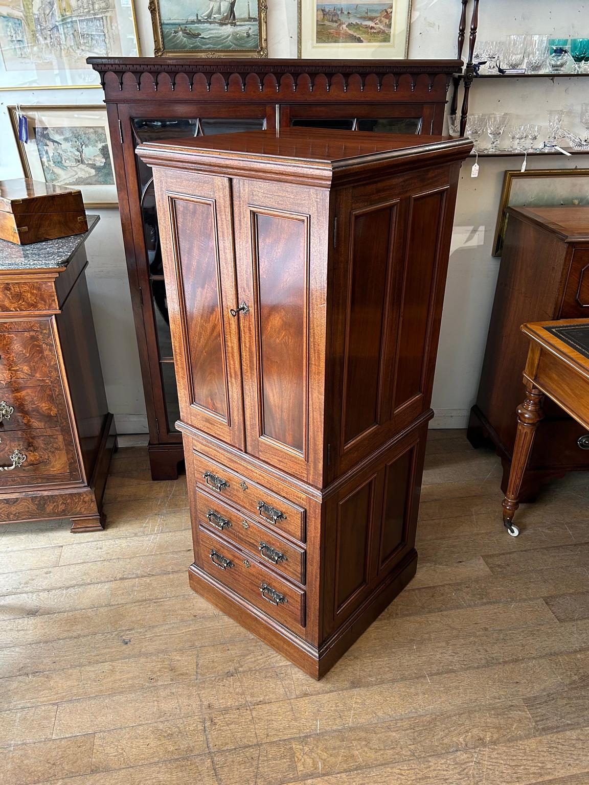 Hand-Crafted 19th Century Victorian Mahogany Chest & Cupboard