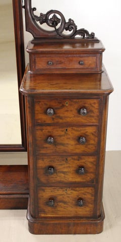19th Century Victorian Mahogany Dressing Chest and Mirror