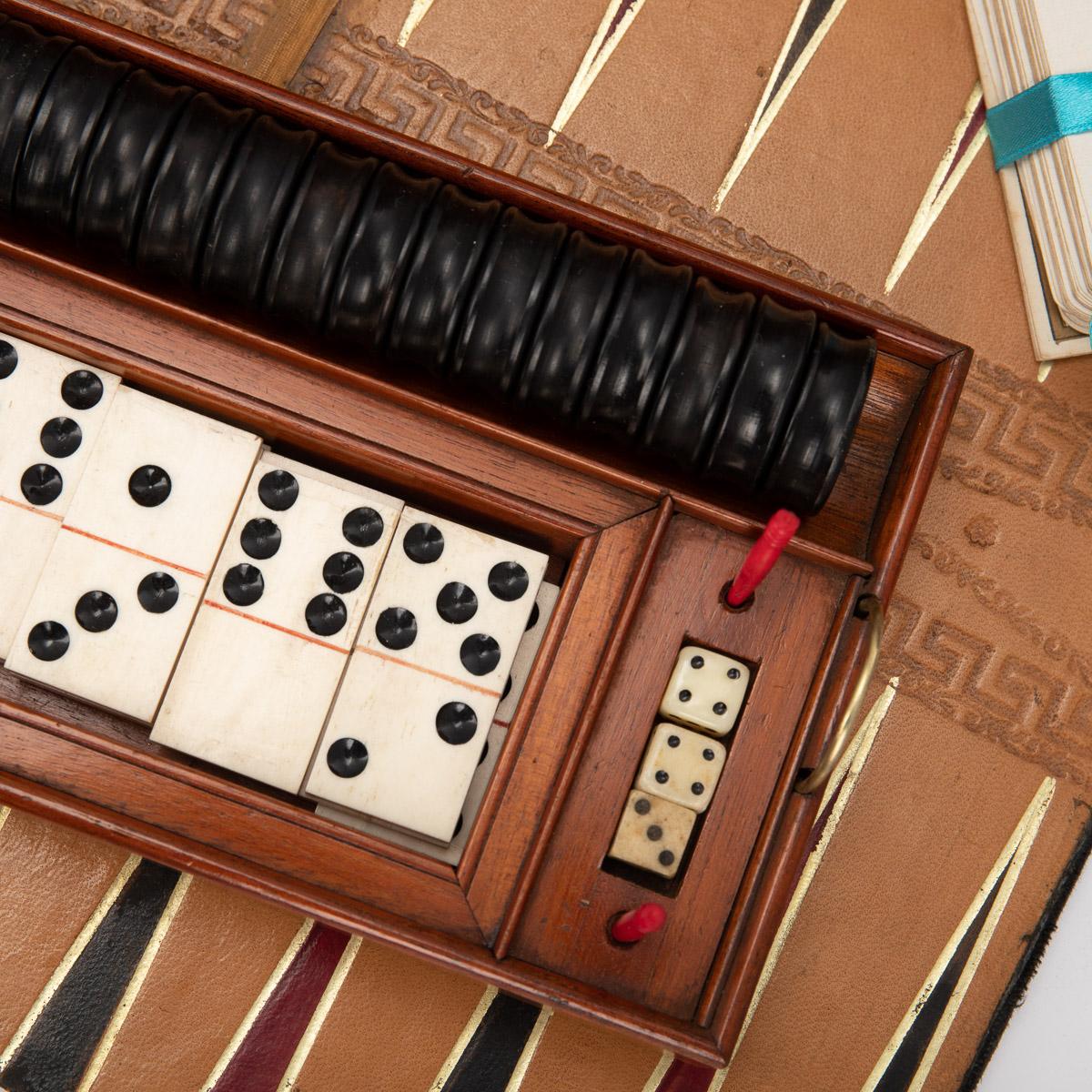 19th Century Victorian Mahogany Games Compendium, Cards & Board Games c.1890 4