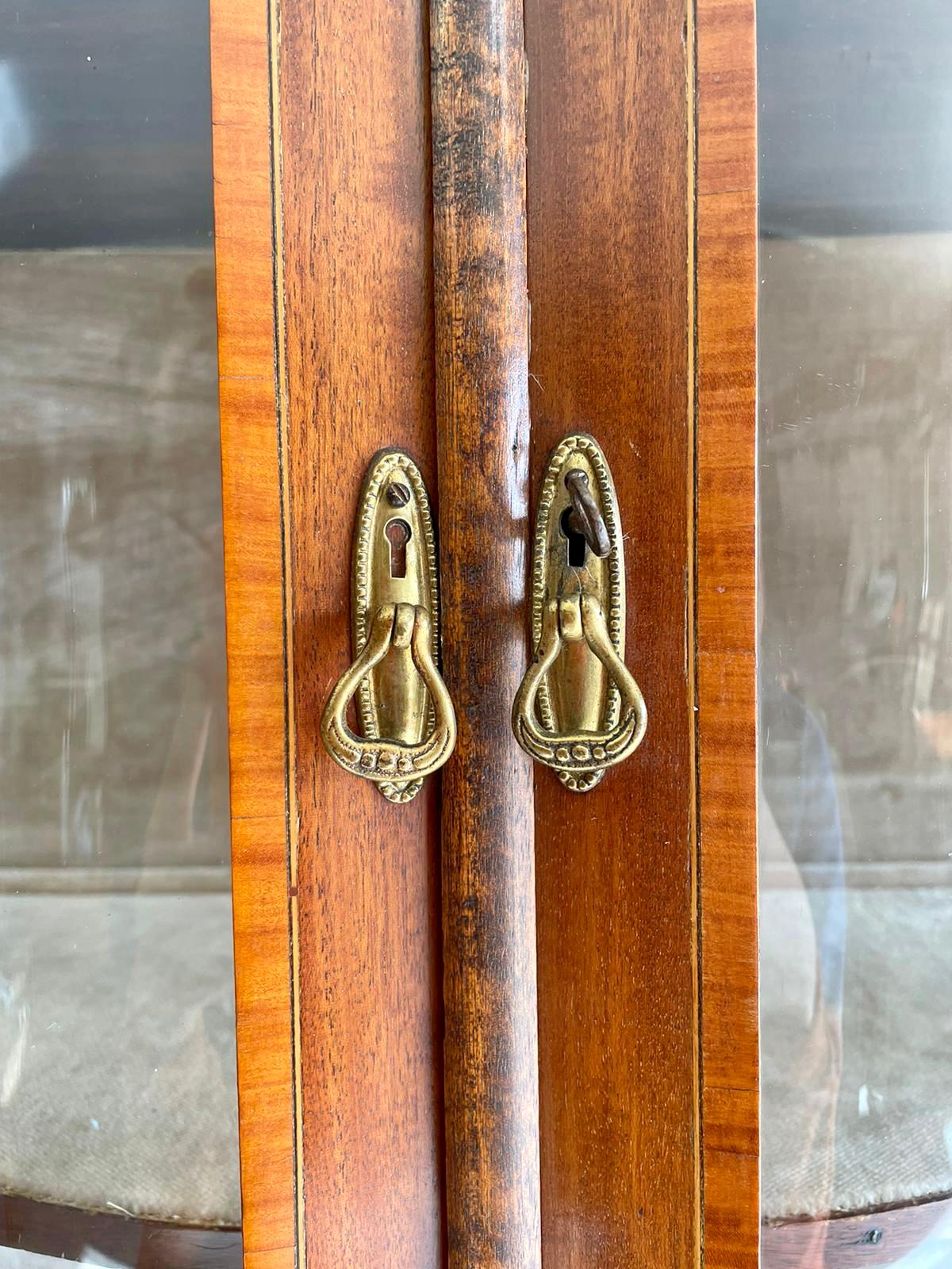 Inlay 19th Century Victorian Mahogany Inlaid Serpentine Shaped Display Cabinet