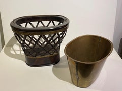 19th Century Victorian Mahogany Lattice Work Rubbish Bin with Brass Liner