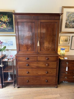 Pressa per biancheria vittoriana in mogano del XIX secolo