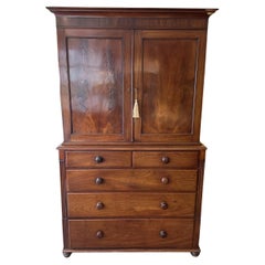 Pressa per biancheria vittoriana in mogano del XIX secolo