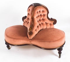 19th Century Victorian Mahogany Loveseat Conversation Settee
