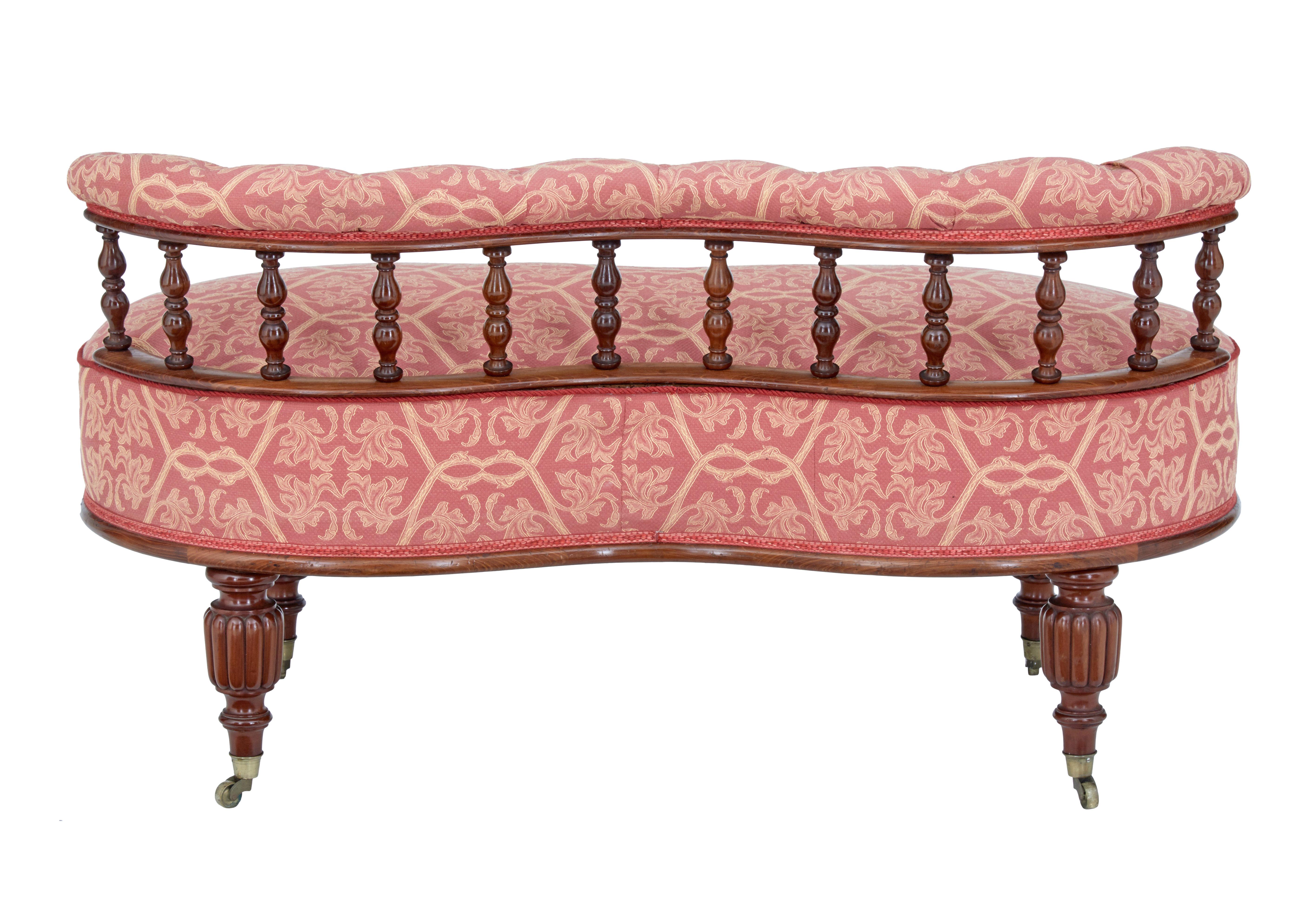 English 19th Century Victorian Mahogany Love Seat
