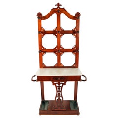 19th Century Victorian Mahogany Marble Top Hall / Hat Stand