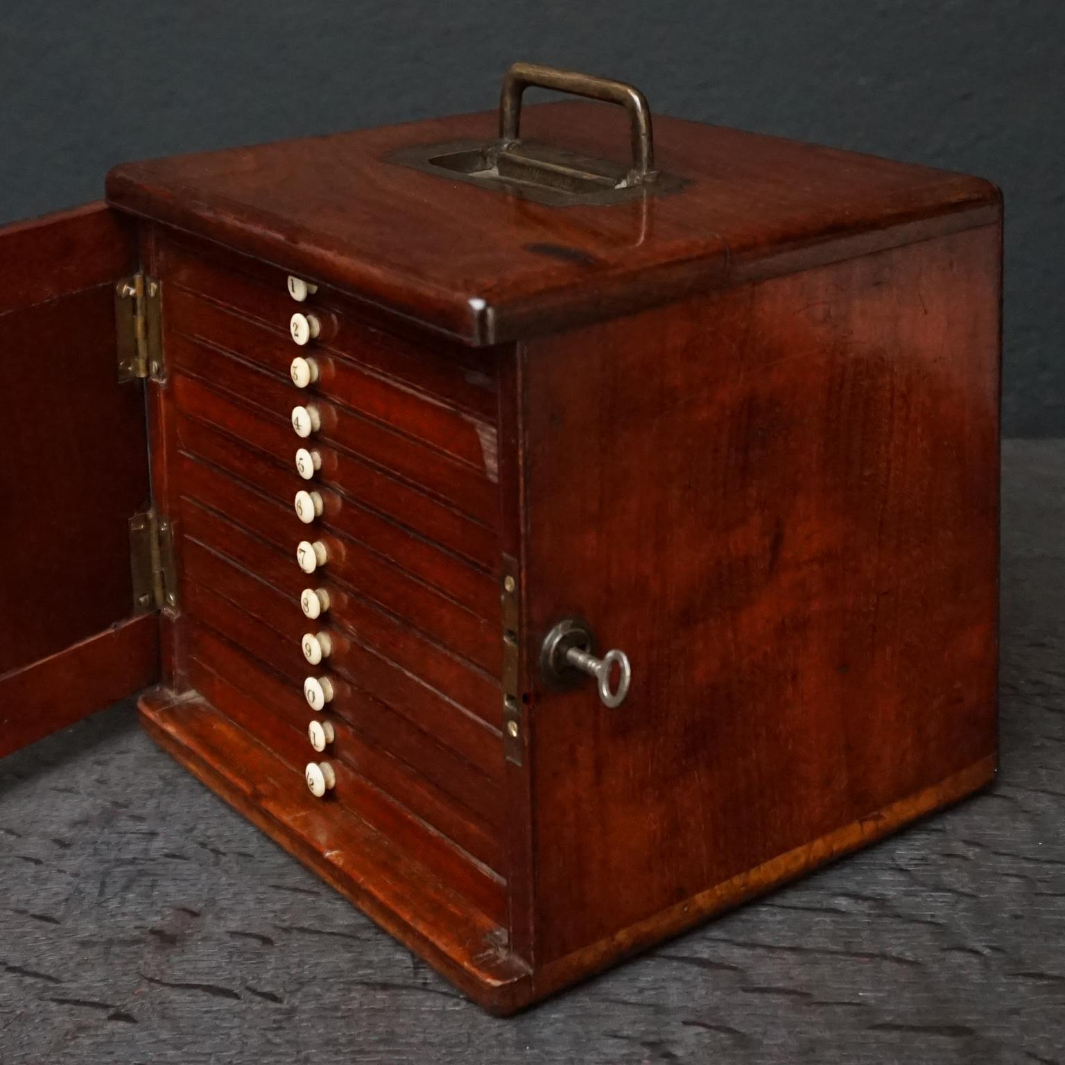 19th Century Victorian Mahogany Microscope Slide Cabinet, 12 Drawers, 72 Slides 3