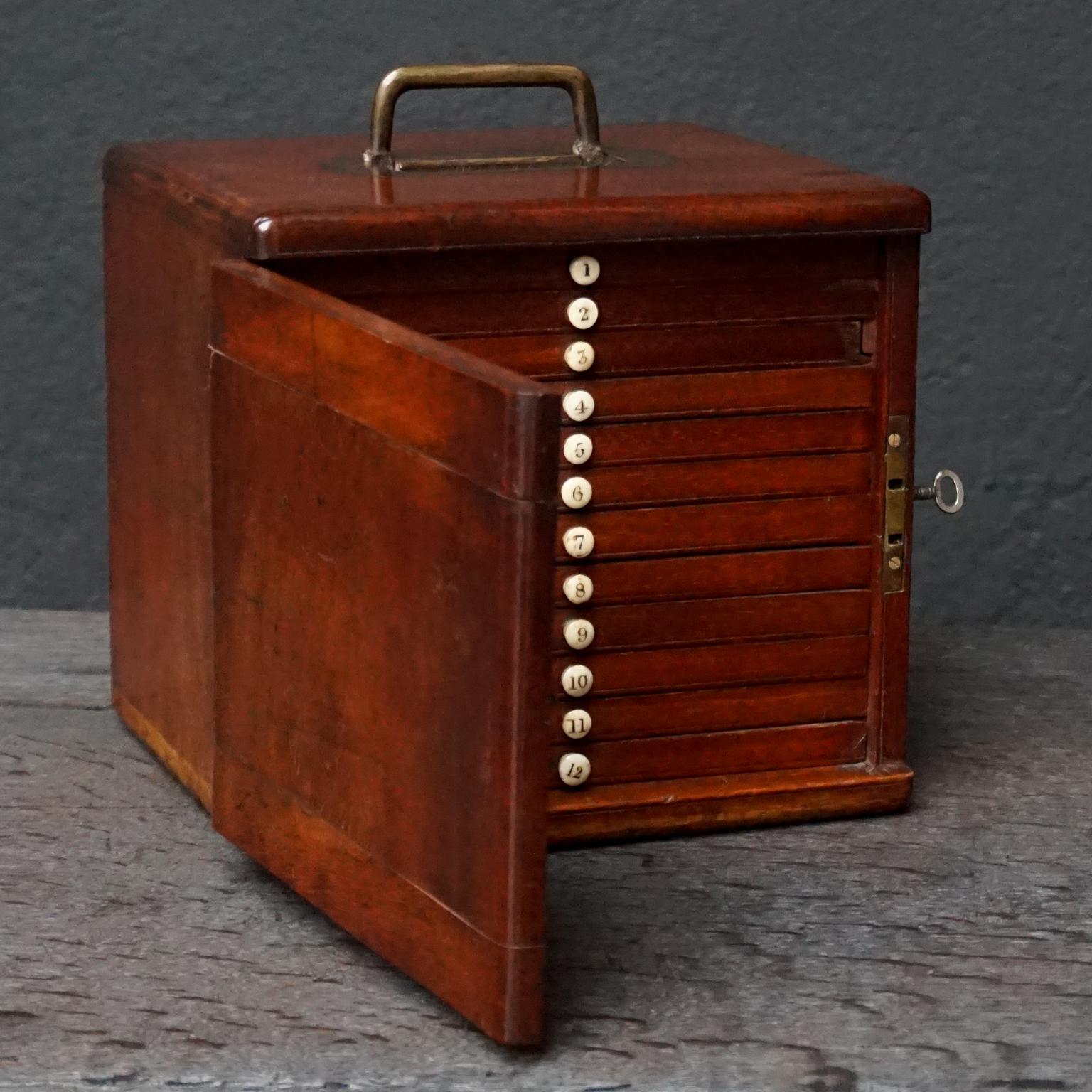 19th Century Victorian Mahogany Microscope Slide Cabinet, 12 Drawers, 72 Slides 4