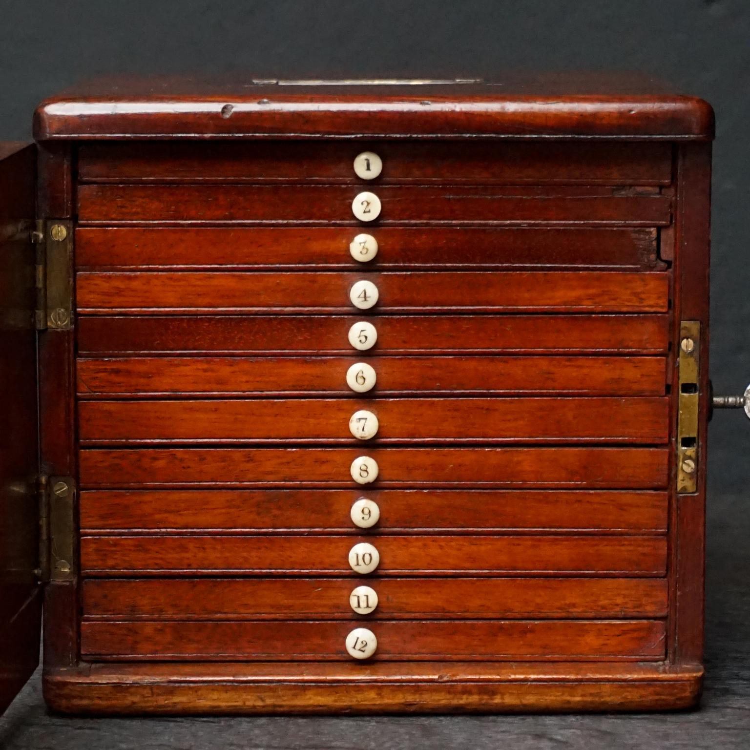 antique microscope slide cabinet