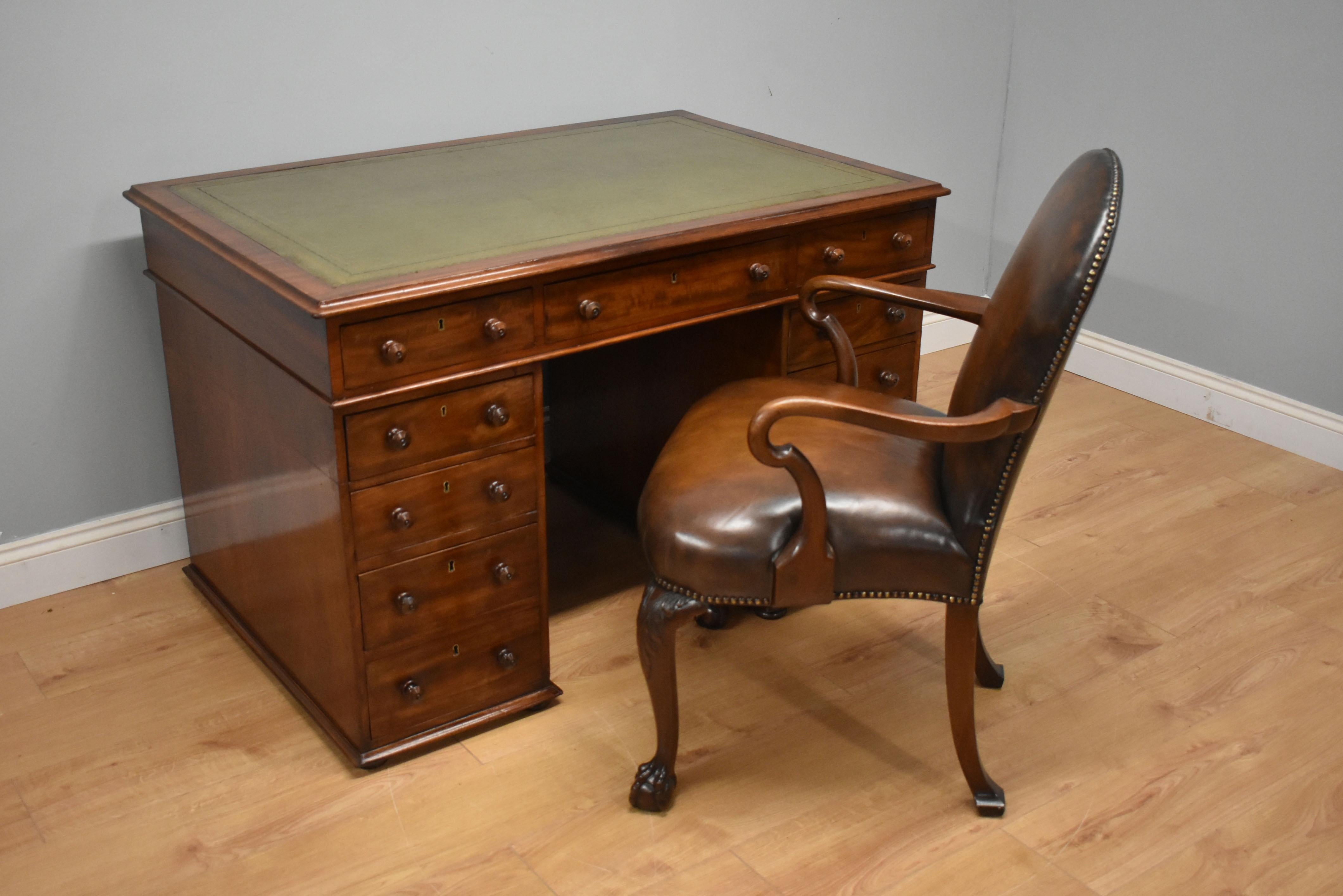 19th Century Victorian Mahogany Partners Desk 6