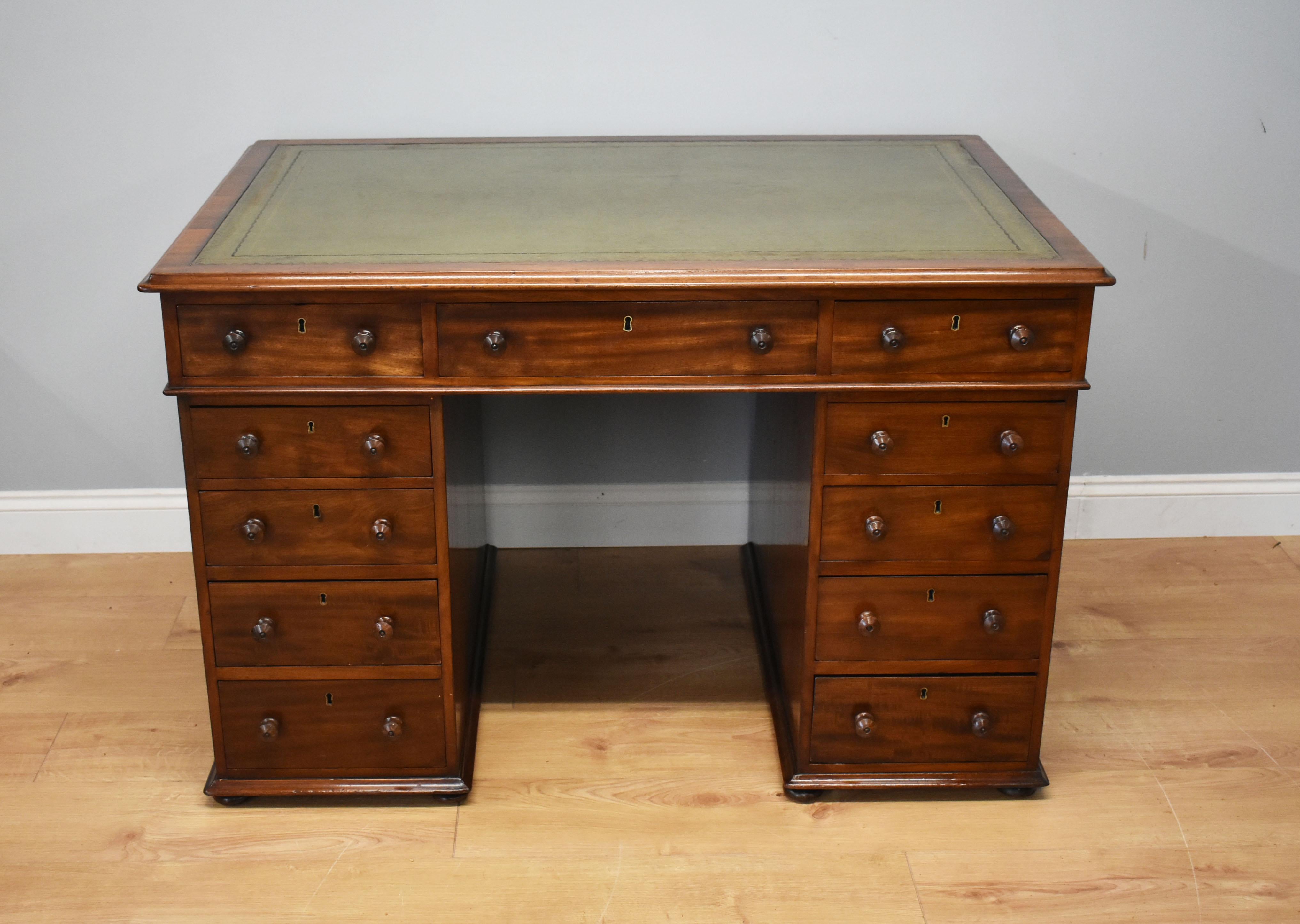 19th Century Victorian Mahogany Partners Desk 1