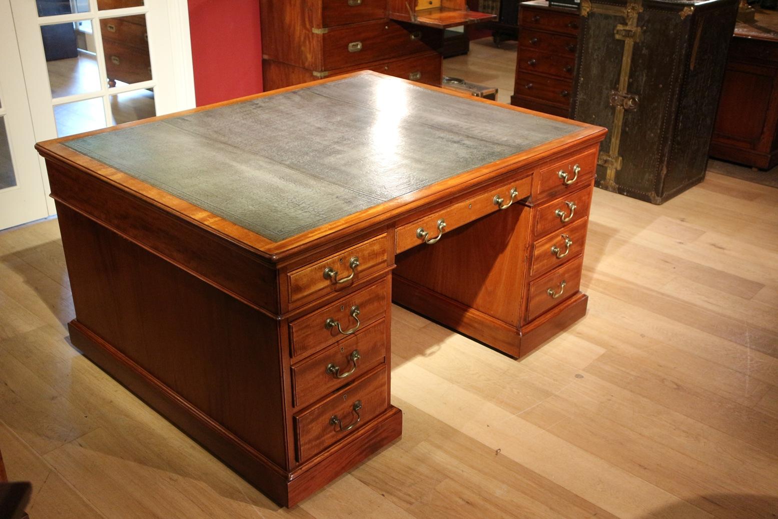19th Century, Victorian Mahogany Partners Desk 1