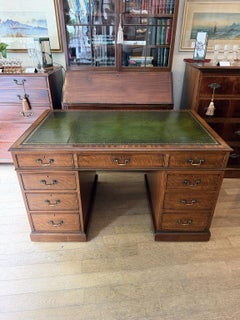 19th Century Victorian Mahogany Partners Pedestal Desk