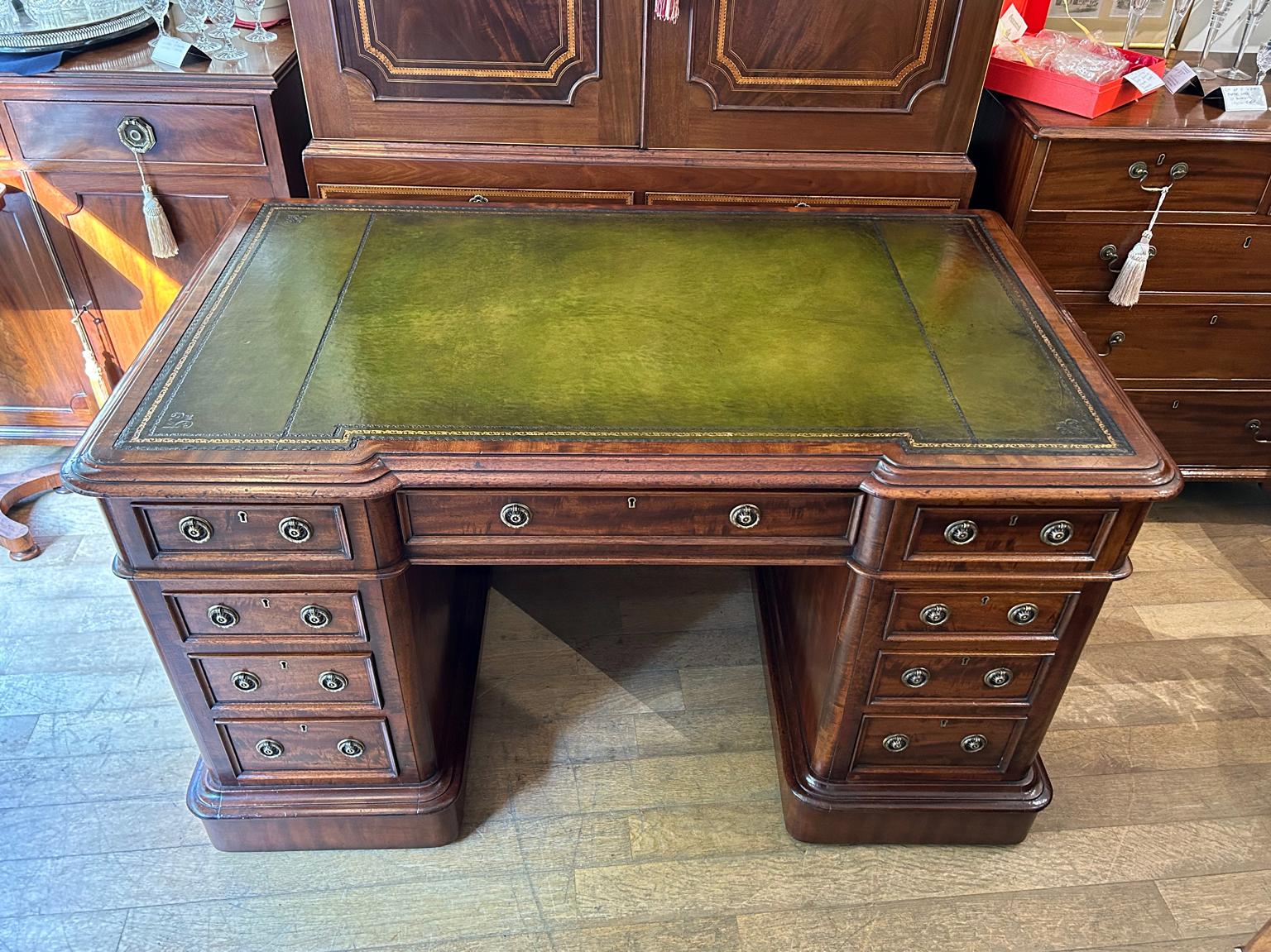 19th Century Victorian Mahogany Pedestal Desk 1