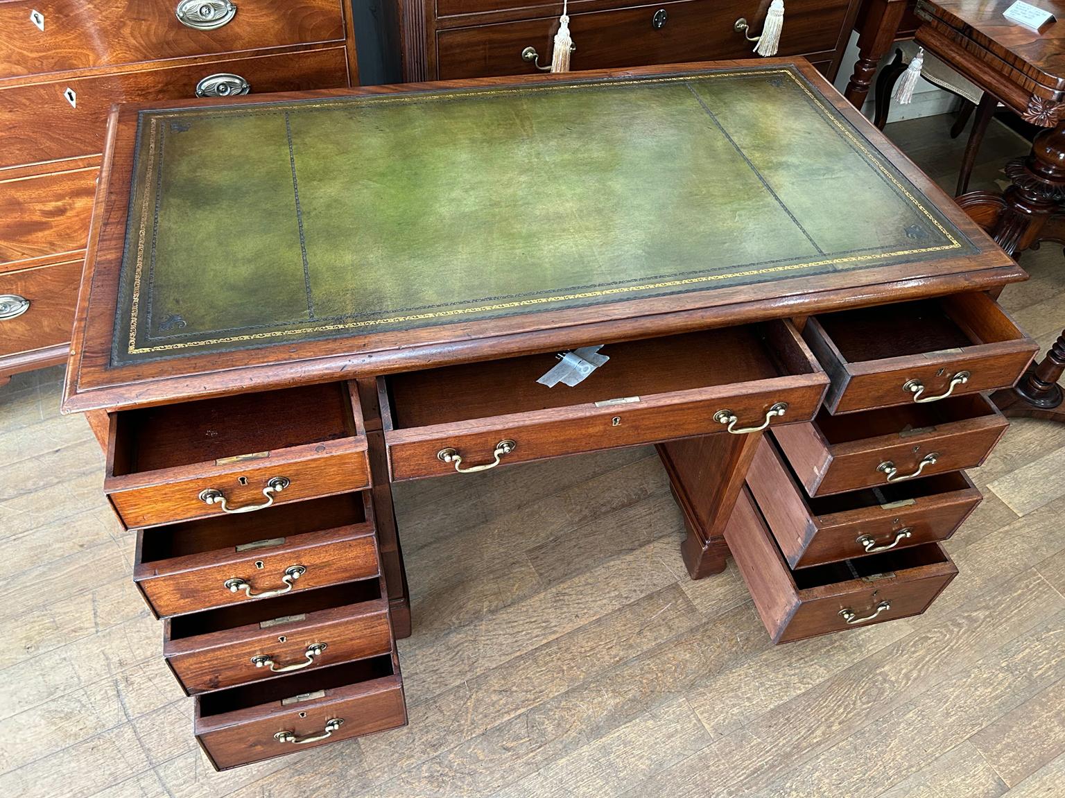19th Century Victorian Mahogany Pedestal Desk 2