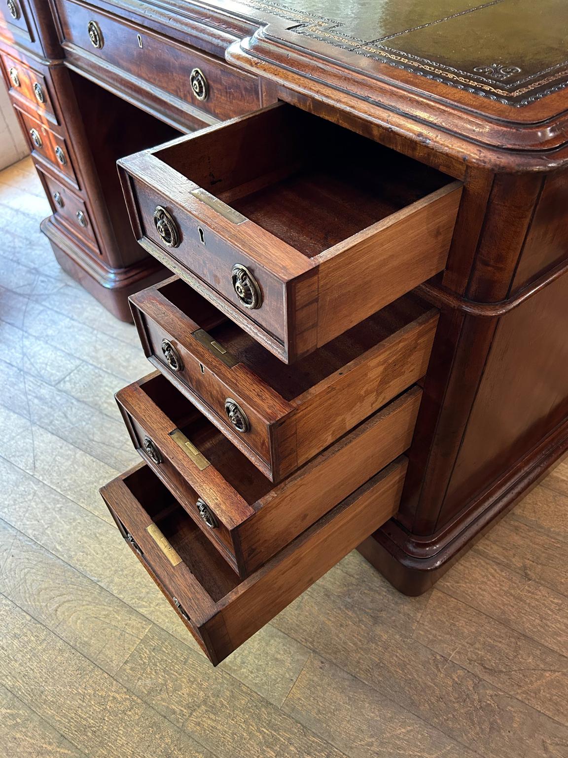 19th Century Victorian Mahogany Pedestal Desk 4