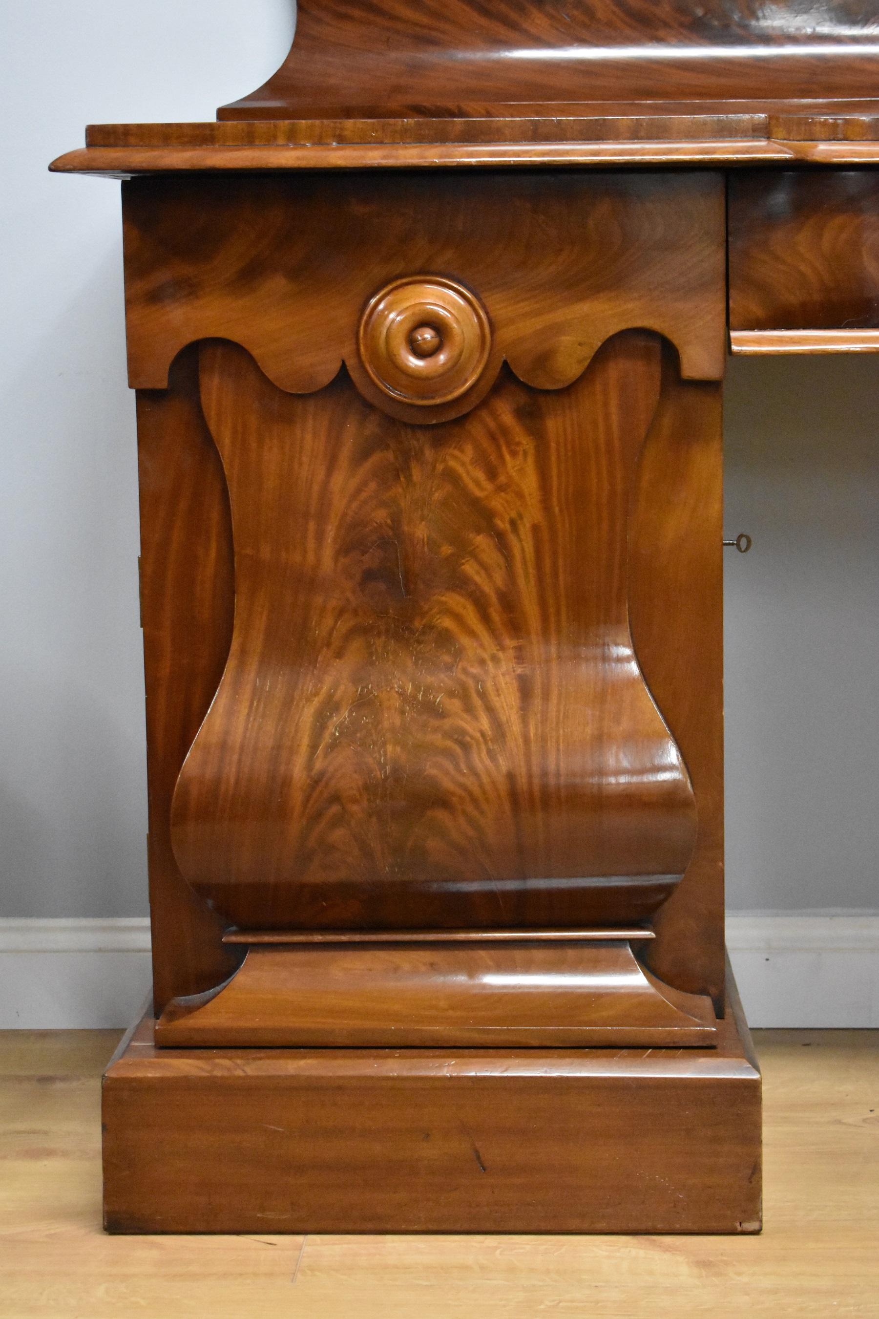 English 19th Century Victorian Mahogany Pedestal Sideboard