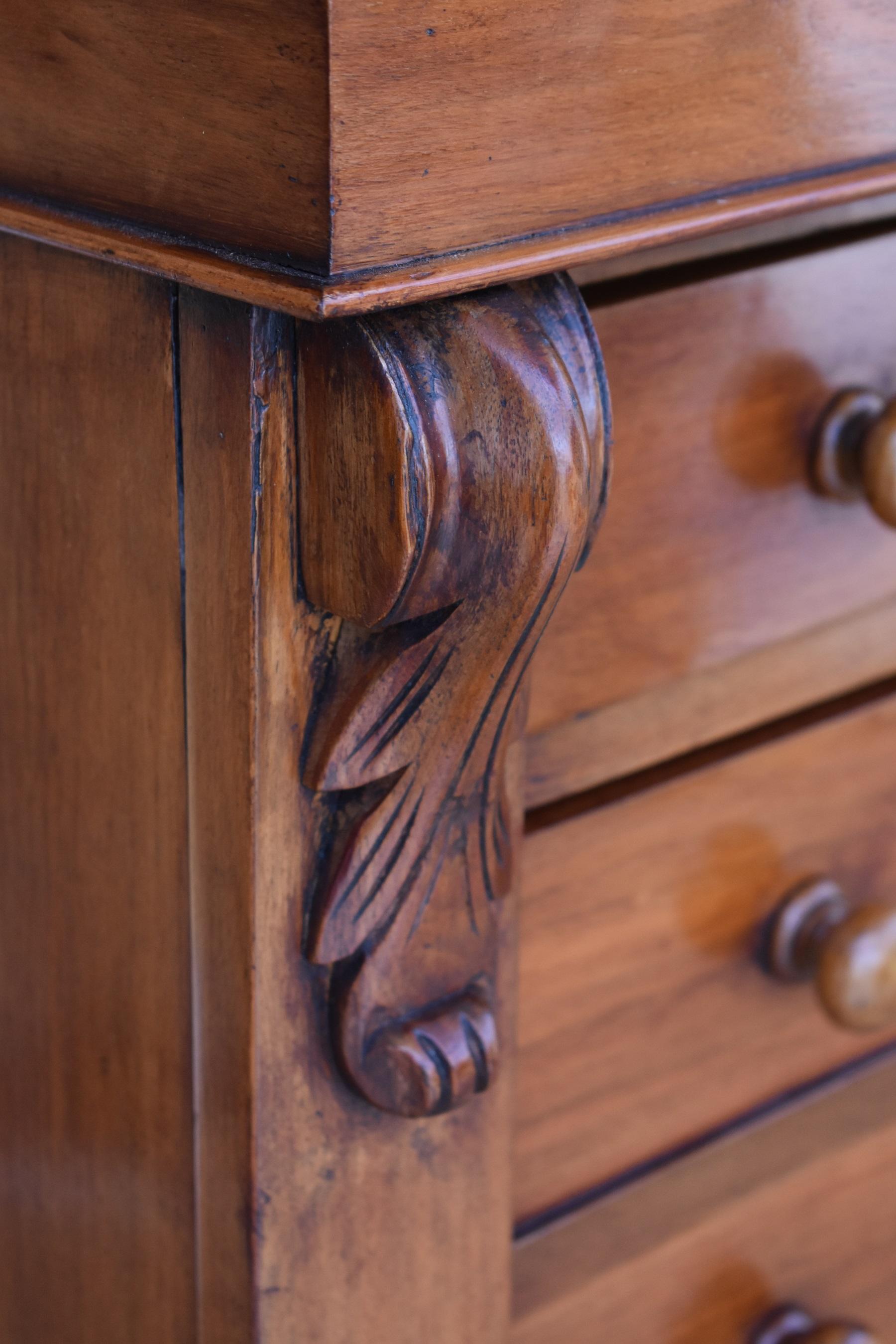 19th Century Victorian Mahogany Secretaire Wellington Chest 3