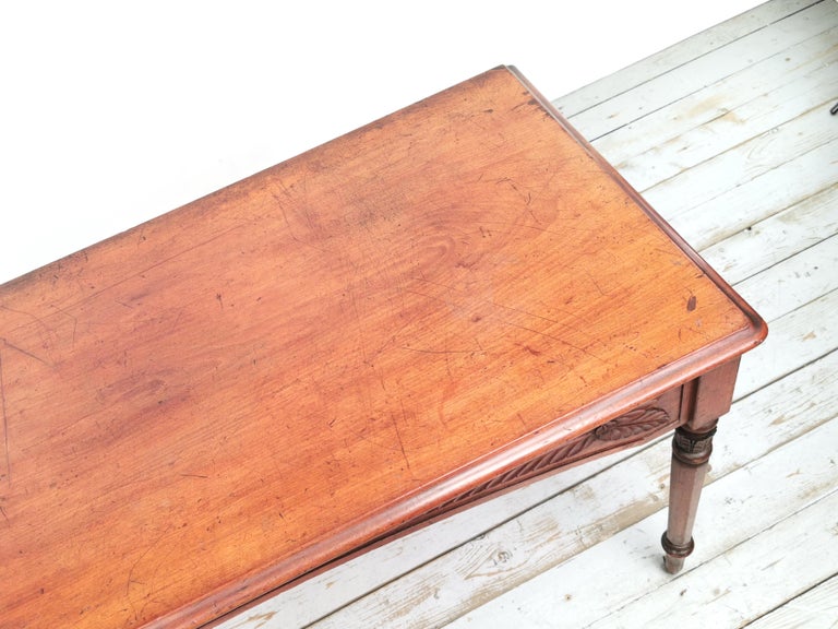 19th Century Victorian Mahogany Serving Table with Brass Castors For