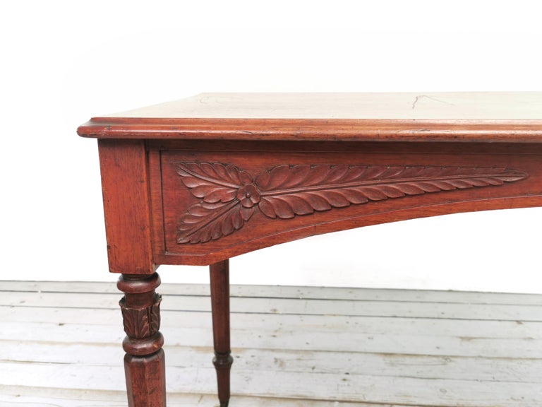 19th Century Victorian Mahogany Serving Table with Brass Castors For