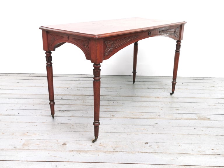 19th Century Victorian Mahogany Serving Table with Brass Castors For