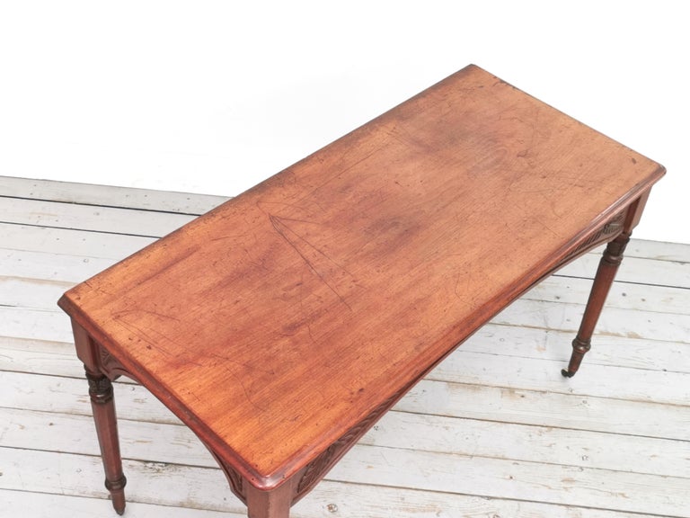 19th Century Victorian Mahogany Serving Table with Brass Castors For