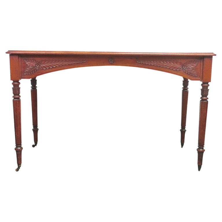 19th Century Victorian Mahogany Serving Table with Brass Castors For