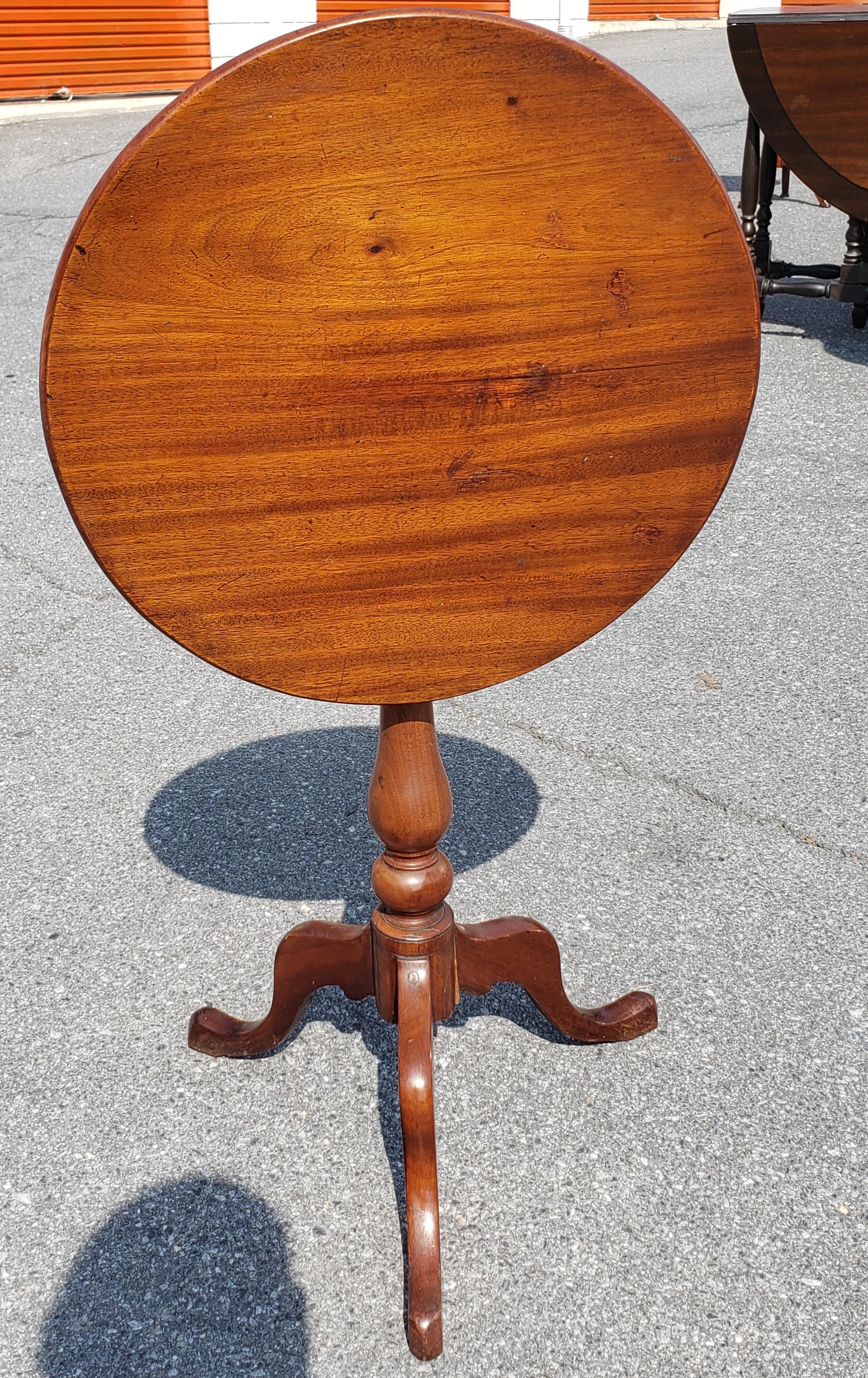 Stained 19th Century Victorian Mahogany  Tilt-Top Tripod Pedestal Candle Stand For Sale