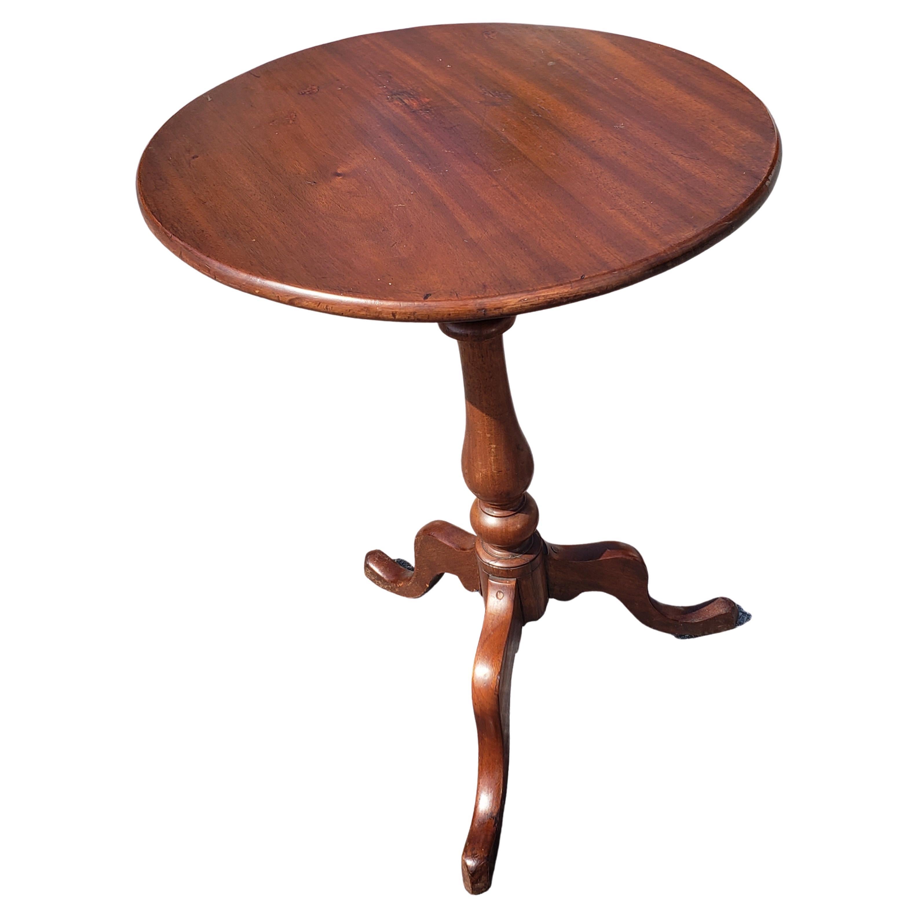 19th Century Victorian Mahogany  Tilt-Top Tripod Pedestal Candle Stand For Sale