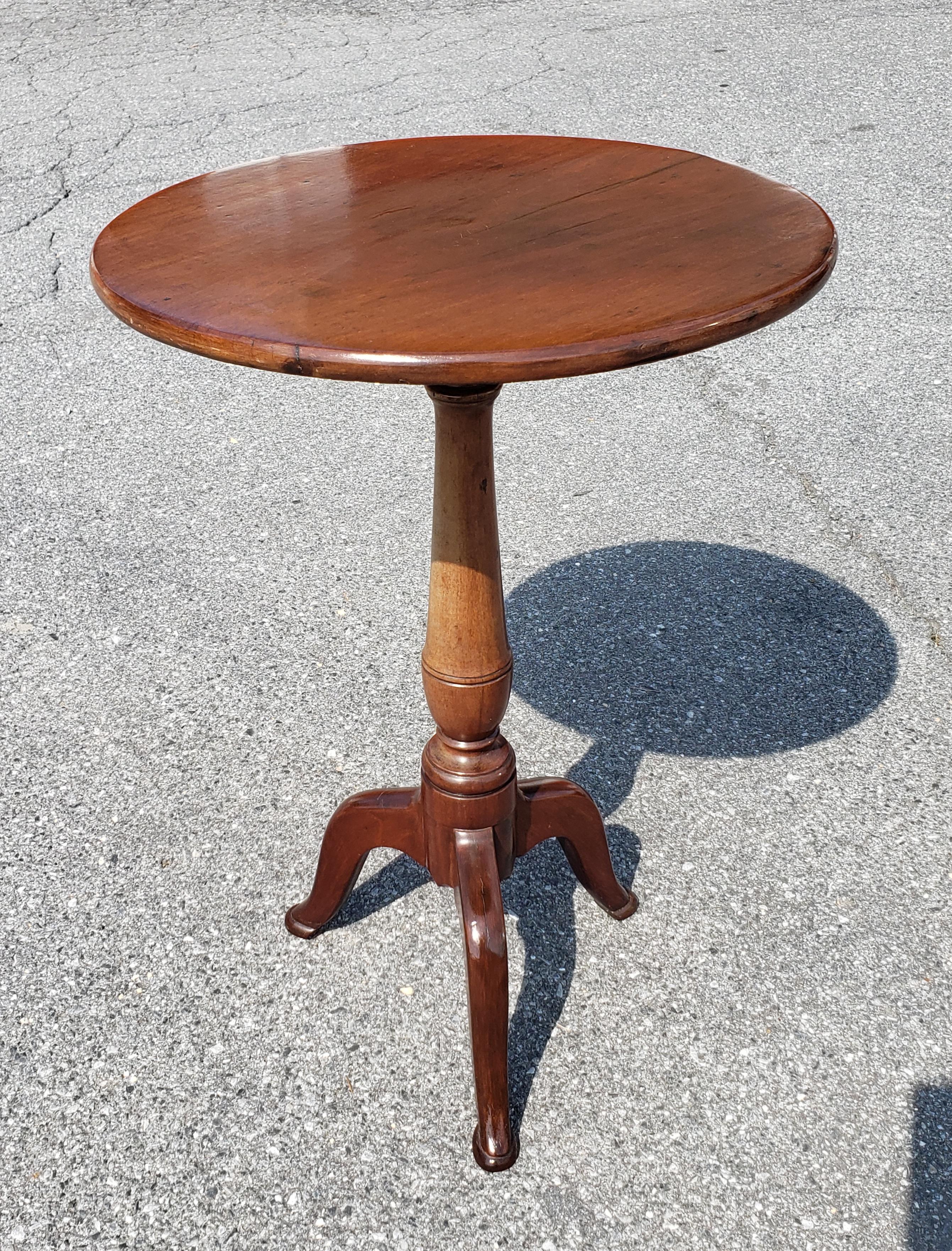 A 19th Century Victorian Mahogany Tripod Pedestal Candle Stand. Very sturdy. Measurse 18