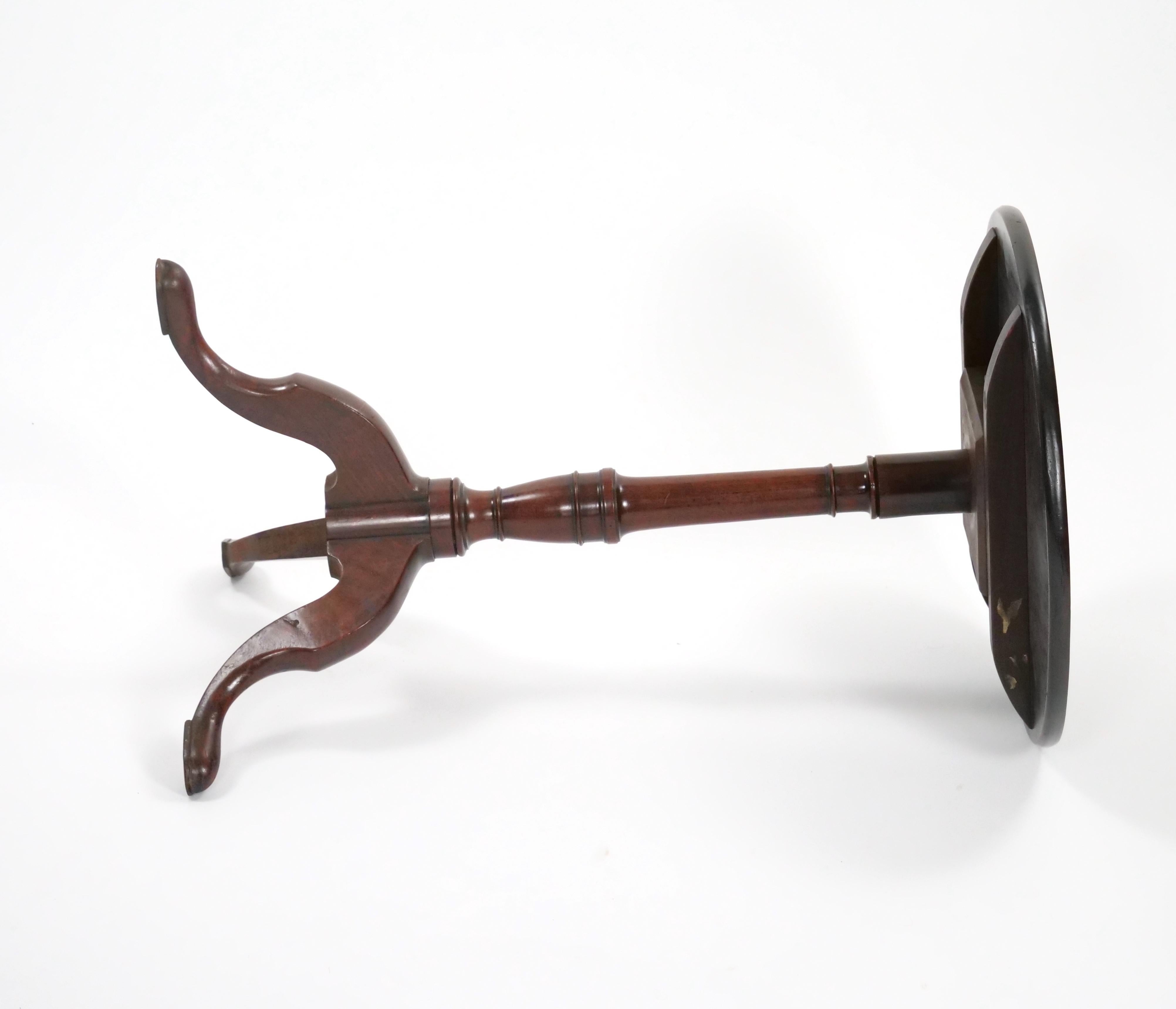Late 19th Century 19th Century Victorian Mahogany Tripod Pedestal Candle Stand For Sale