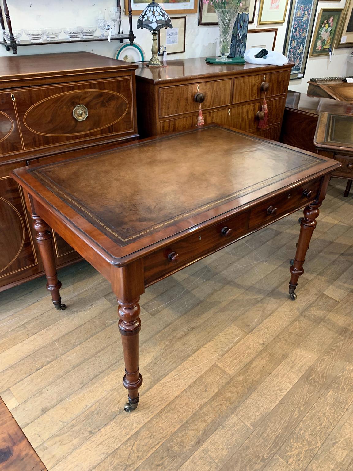 English 19th Century Victorian Mahogany Writing Table