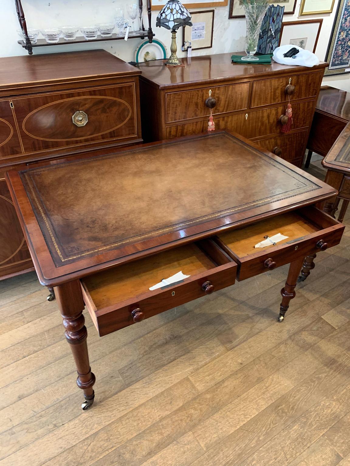 19th Century Victorian Mahogany Writing Table 1