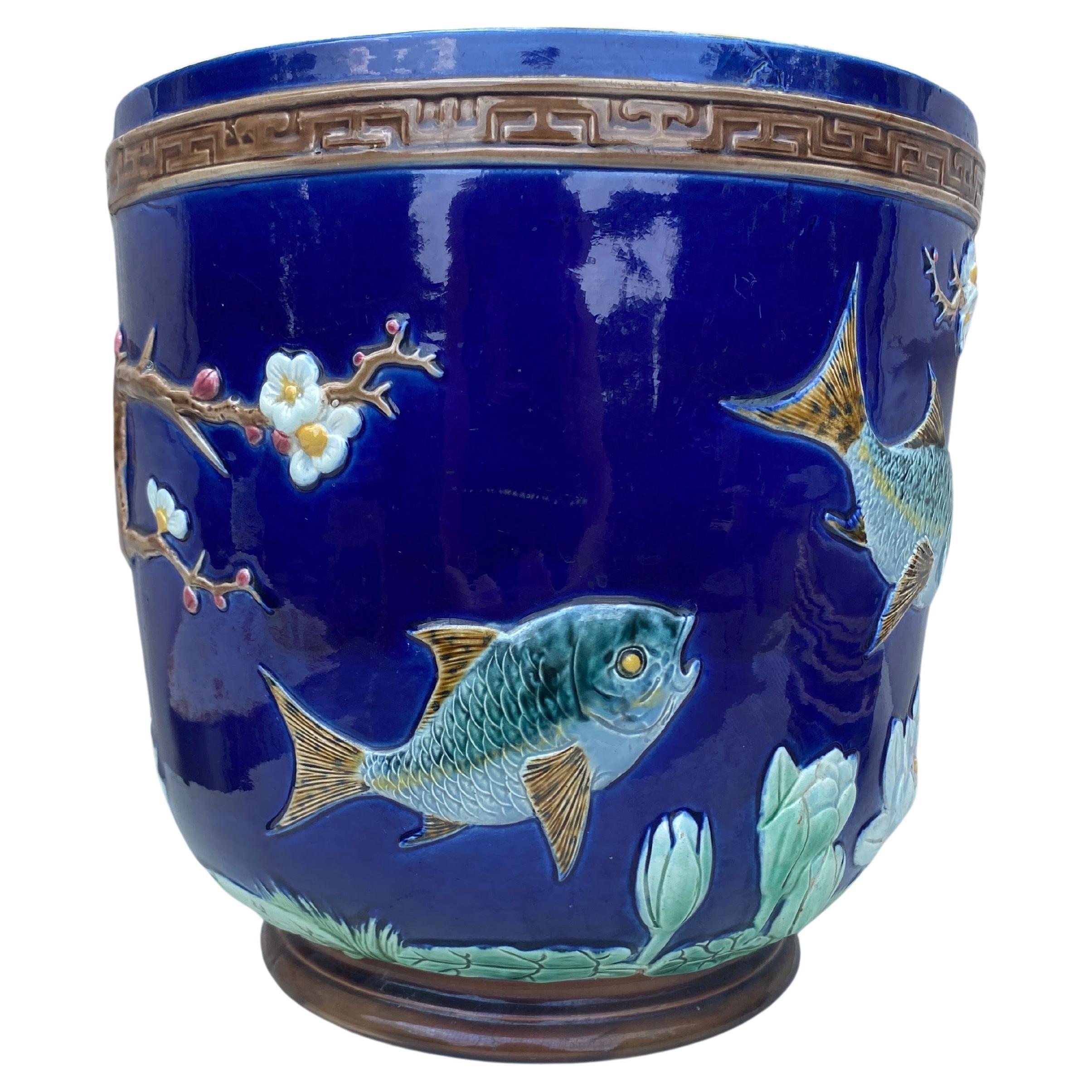 19th Century Victorian Majolica Fishs  & Water Lilies by Joseph Holdcroft.