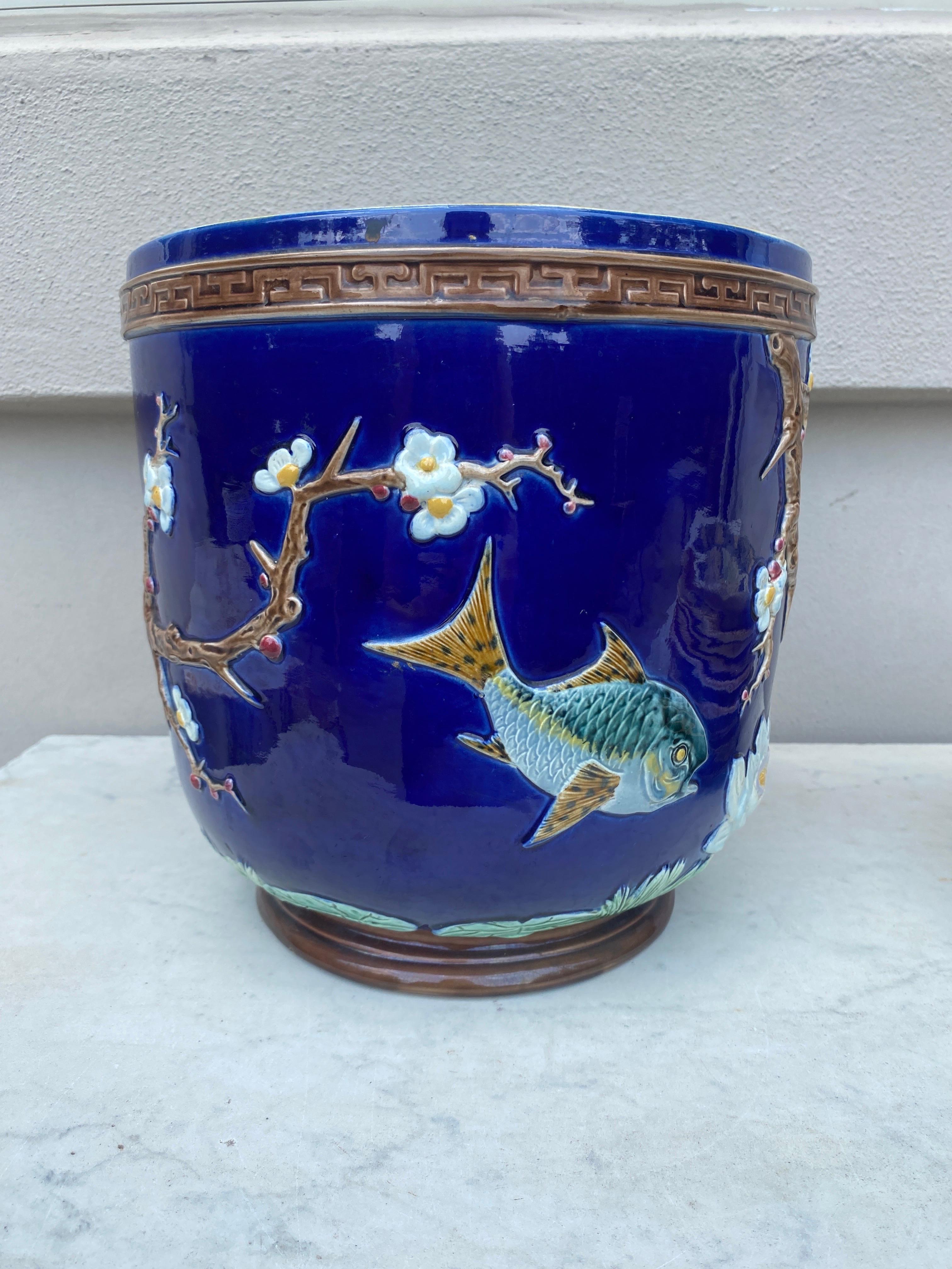 Late 19th Century 19th Century Victorian Majolica Fishs  & Water Lilies Joseph Holdcroft