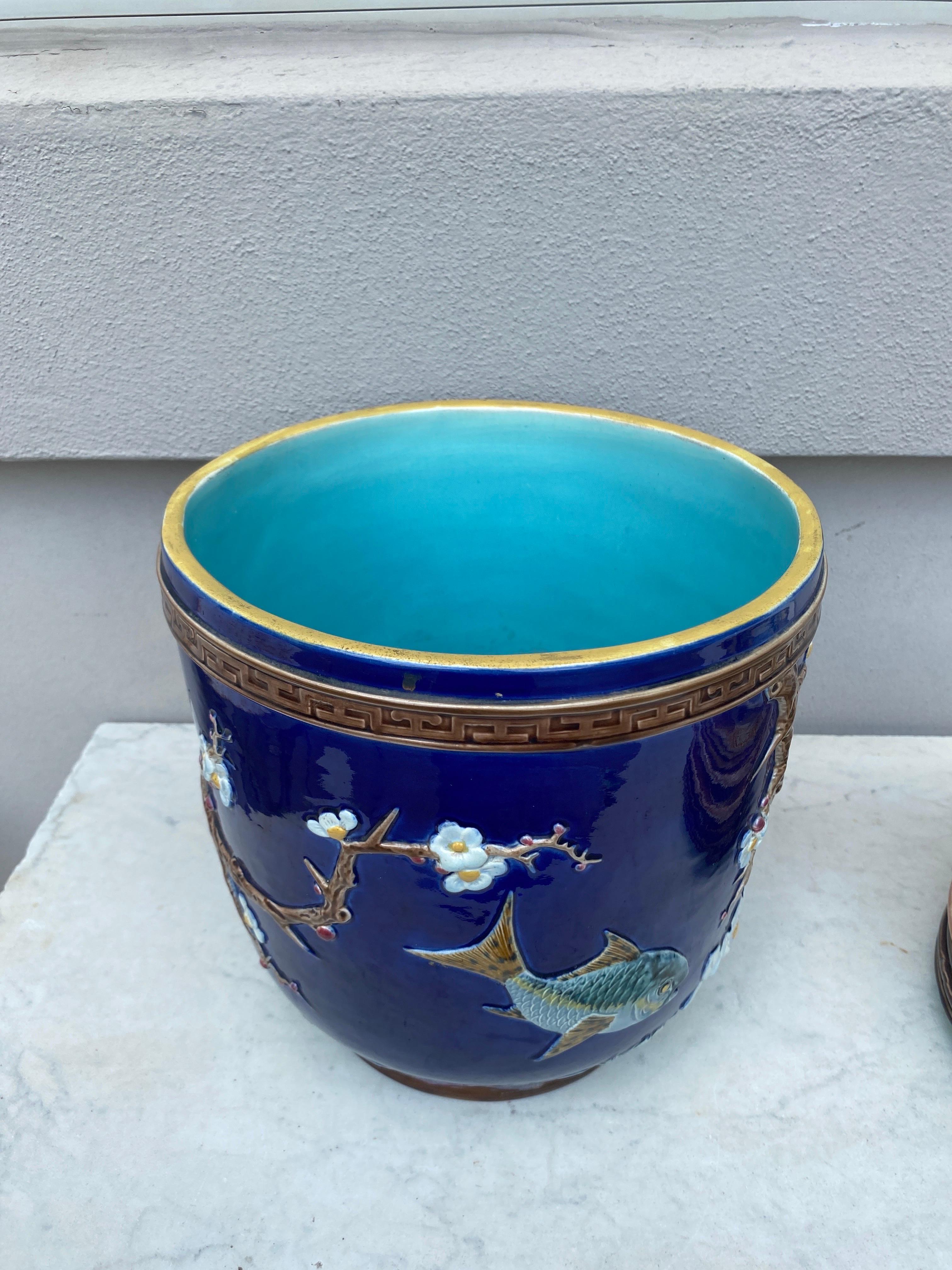 Ceramic 19th Century Victorian Majolica Fishs  & Water Lilies Joseph Holdcroft