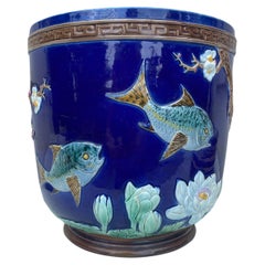 19th Century Victorian Majolica Fishs & Water Lilies Joseph Holdcroft