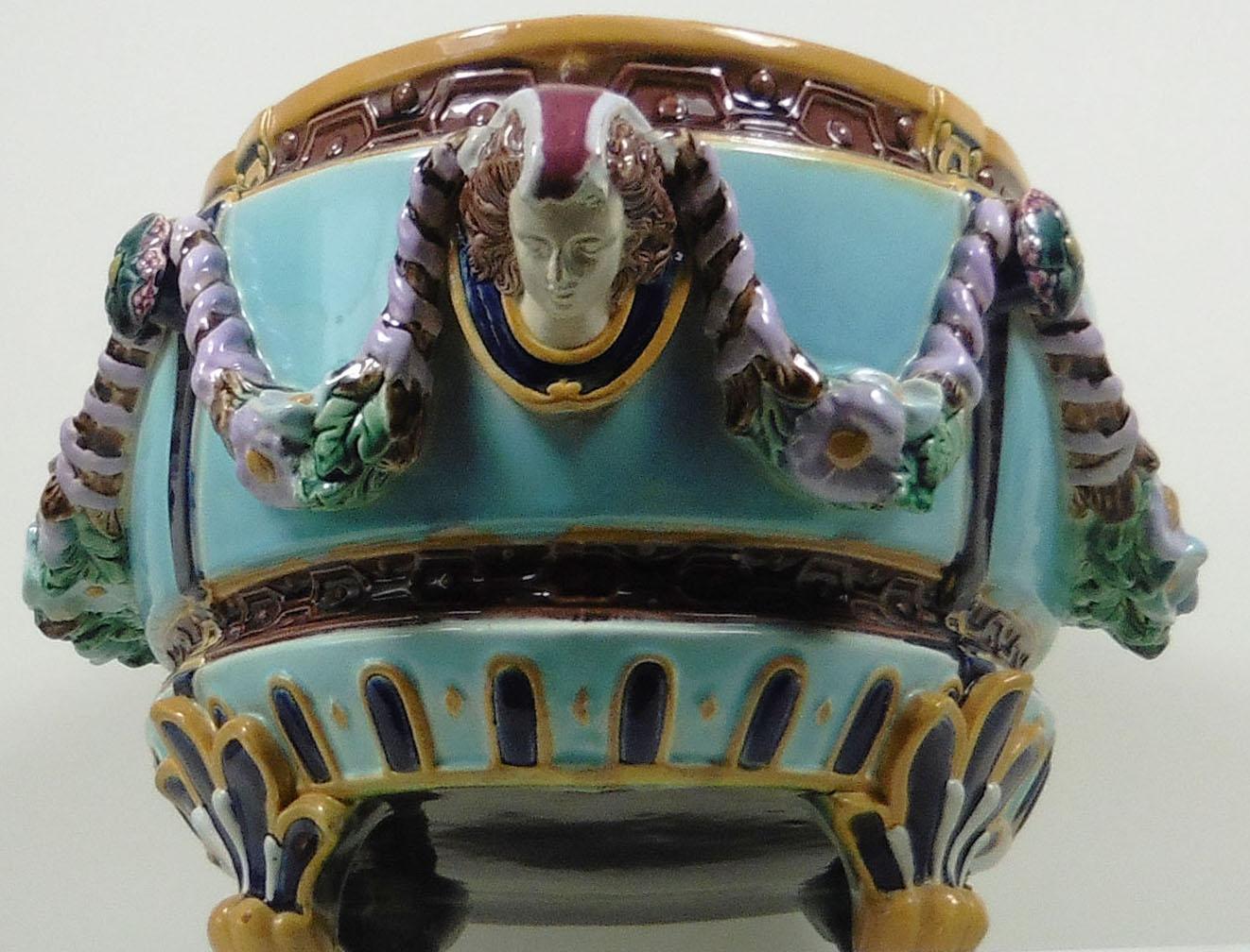 19th Century Victorian Majolica Jardiniere Joseph Holdcroft In Good Condition In Austin, TX