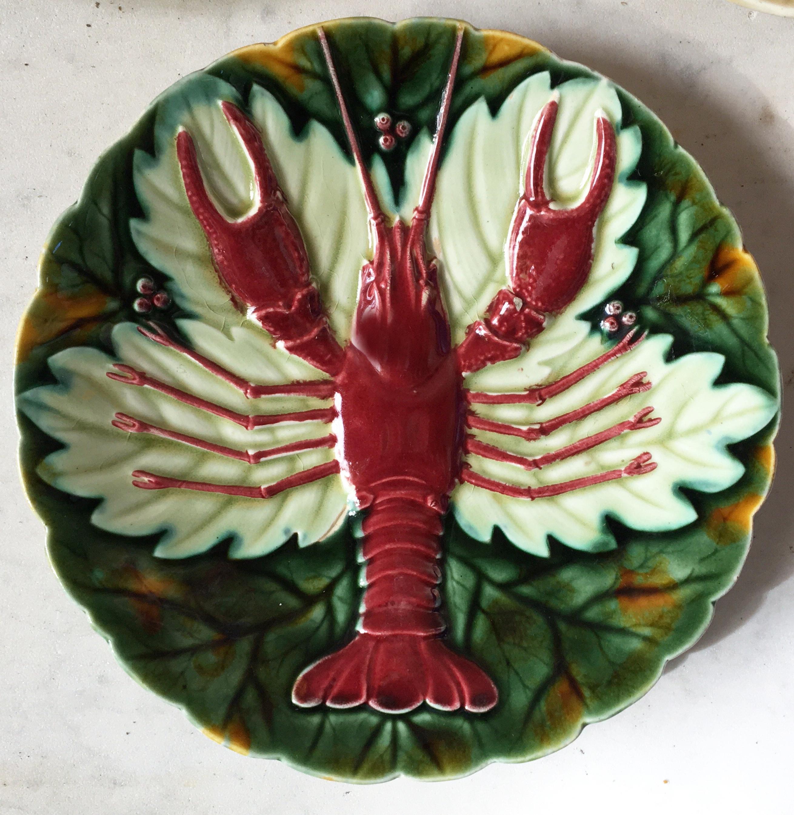 Late 19th Century 19th Century Victorian Majolica Lobster Plate Wedgwood For Sale