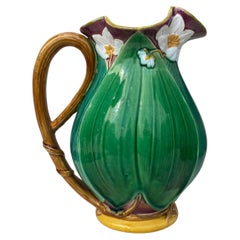 Viktorianischer Majolika-Krug Minton Lily aus dem 19. Jahrhundert