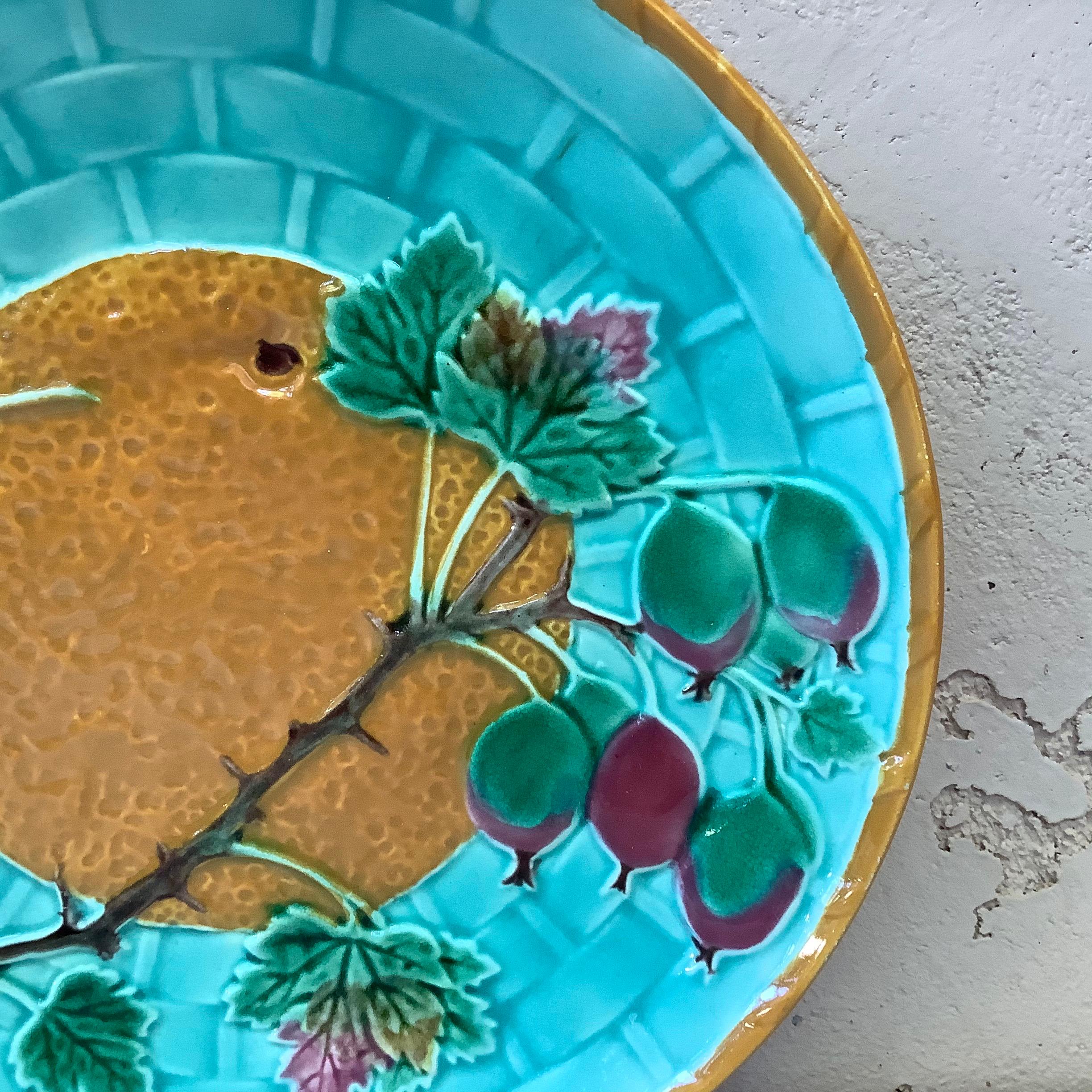 19th Century Victorian Majolica Orange Plate Wedgwood In Fair Condition For Sale In Austin, TX