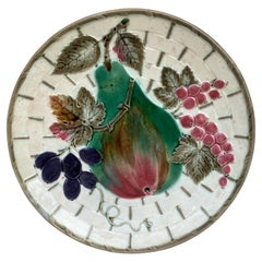 19th Century Victorian Majolica Pear Fruit Plate Wedgwood